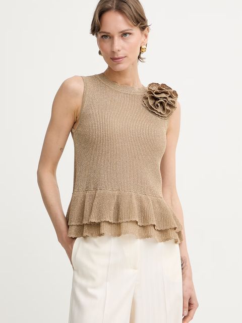 Luisa Spagnoli bluzka z falbanką damska z wiskozą Zanella - zdjęcie produktu nr 1