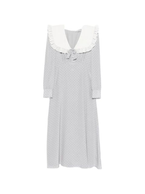 Alessandra Rich ruffled polka dot midi dress - Grey - zdjęcie produktu nr 1
