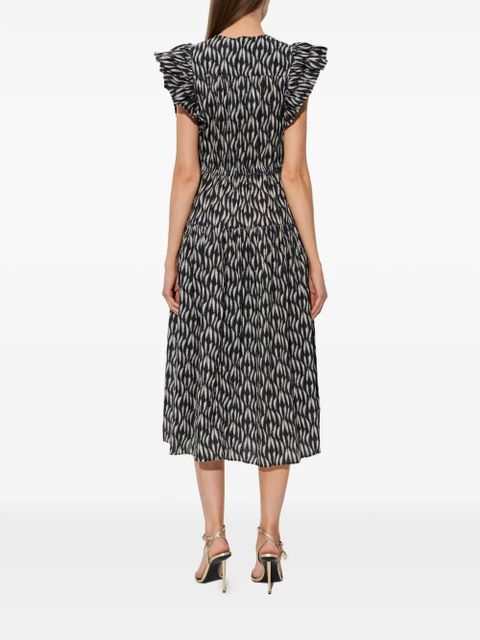 Ulla Johnson Kairi ruffled print midi dress - Black