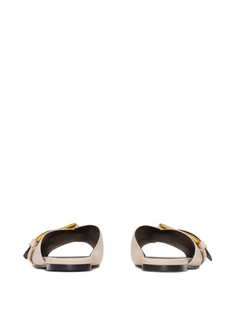 Balmain Anthem flat leather sandals - Neutrals