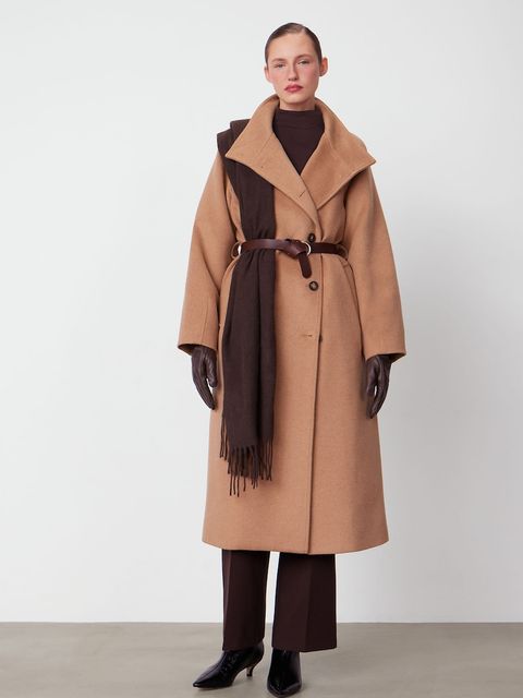 Medicine płaszcz wełniany damski kolor beżowy - zdjęcie produktu nr 1