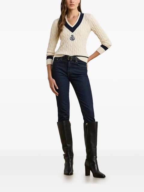 Lauren Ralph Lauren cable-knit logo-embroidered sweater - Neutrals - zdjęcie produktu nr 2
