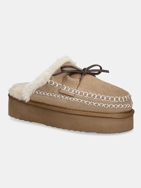 Answear.LAB kapcie zamszowe kolor brązowy - zdjęcie produktu nr 1