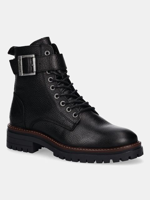 Barbour botki skórzane Heidi damskie kolor czarny na płaskim obcasie LFO0637BK51 - zdjęcie produktu nr 1