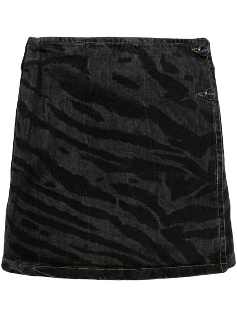 GANNI zebra-print denim miniskirt - Black - zdjęcie produktu nr 1