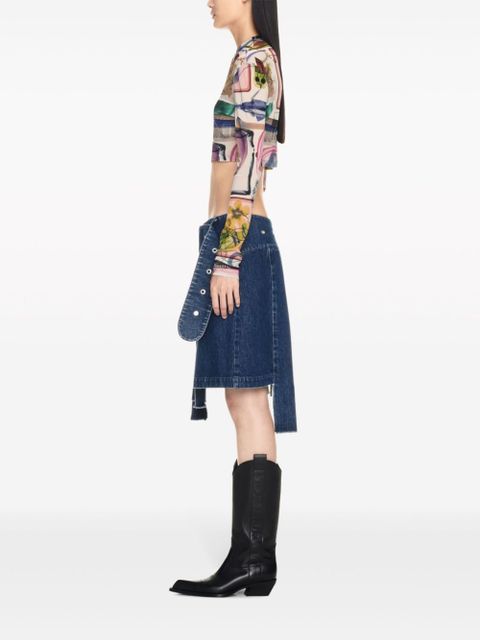 Off-White pleated asymmetric denim skirt - Blue