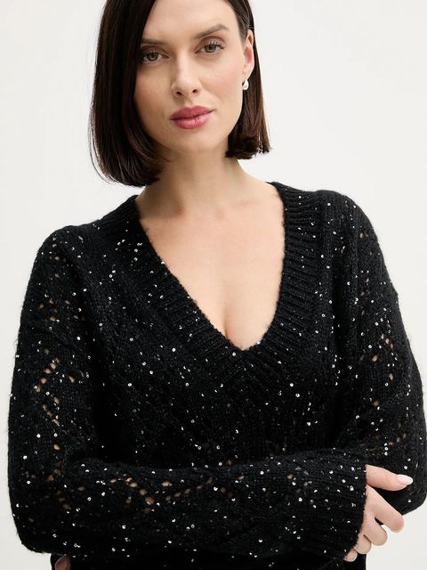 United Colors of Benetton sweter z domieszką wełny damski kolor czarny 1LPRD403G