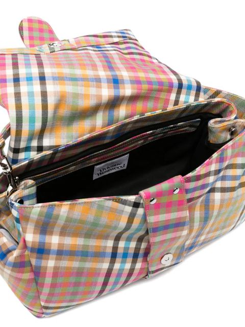 Vivienne Westwood XL Hazel Treasure heather check buckle tote bag - Pink