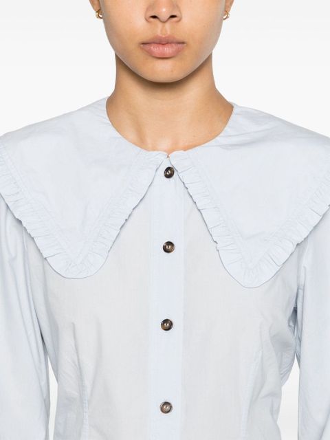 GANNI puritan-collar cotton shirt - Blue