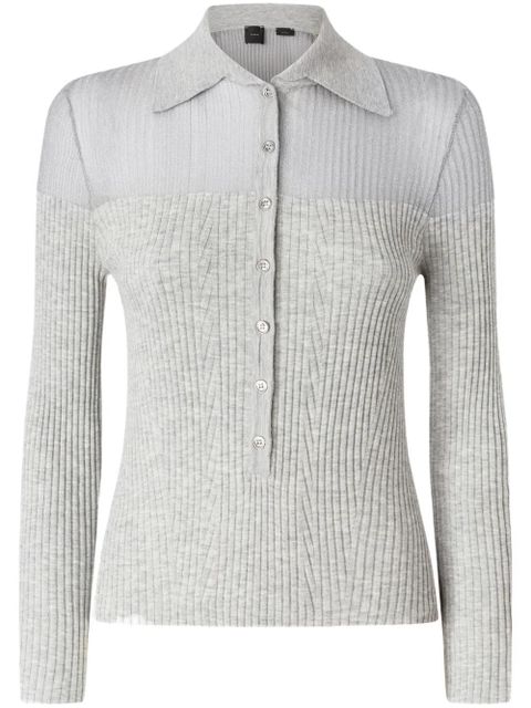 PINKO ribbed polo top - Grey - zdjęcie produktu nr 1
