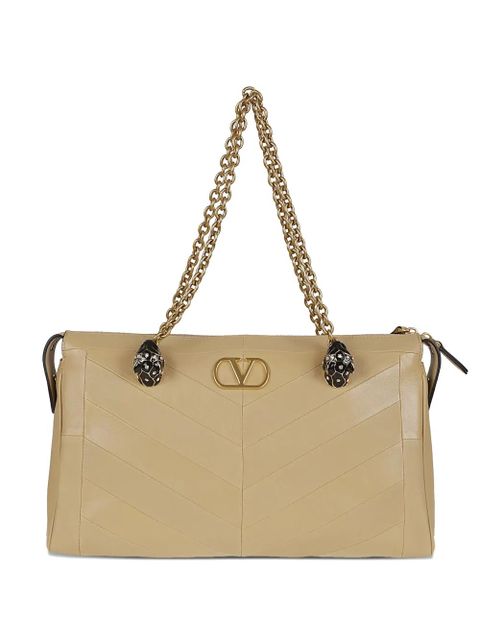 Valentino Garavani Chevron chain leather shoulder bag - Neutrals - zdjęcie produktu nr 1