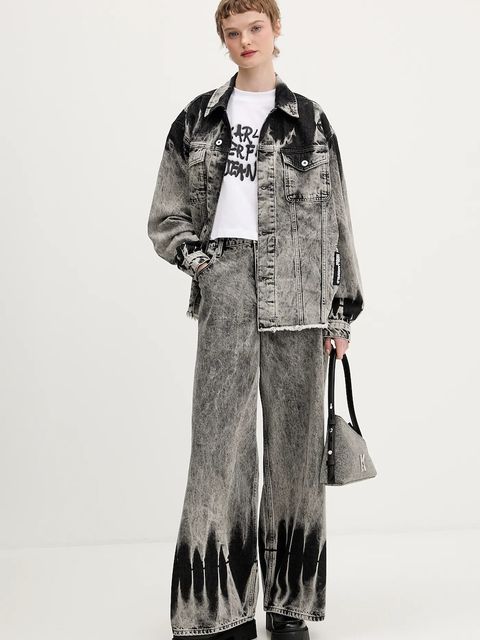 Karl Lagerfeld Jeans kurtka jeansowa kolor szary przejściowa B1W14029 - zdjęcie produktu nr 2