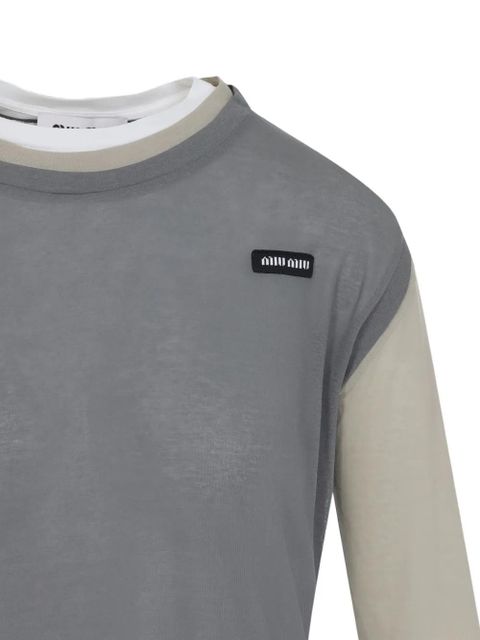 Miu Miu layered long-sleeve dress - Grey