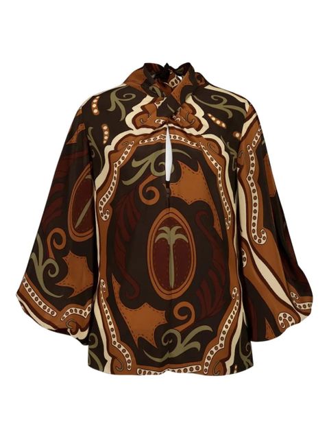 Johanna Ortiz paisley-print high-neck blouse - Brown - zdjęcie produktu nr 1