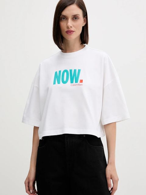 Calvin Klein Jeans t-shirt bawełniany damski kolor biały LV047D209G - zdjęcie produktu nr 1