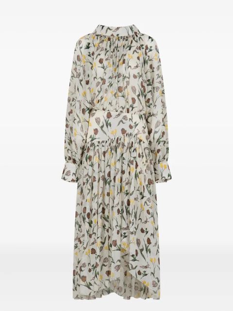 Marni floral-print ruffled dress - White - zdjęcie produktu nr 1