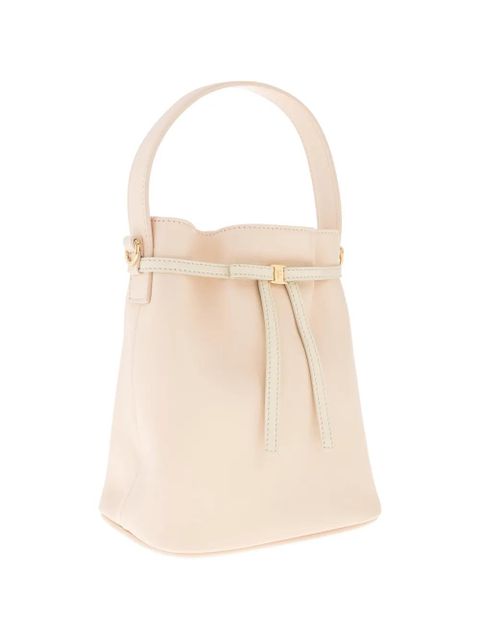 Ferragamo mini leather bow-detail bucket bag - Neutrals