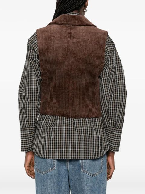 GANNI corduroy button waistcoat - Brown