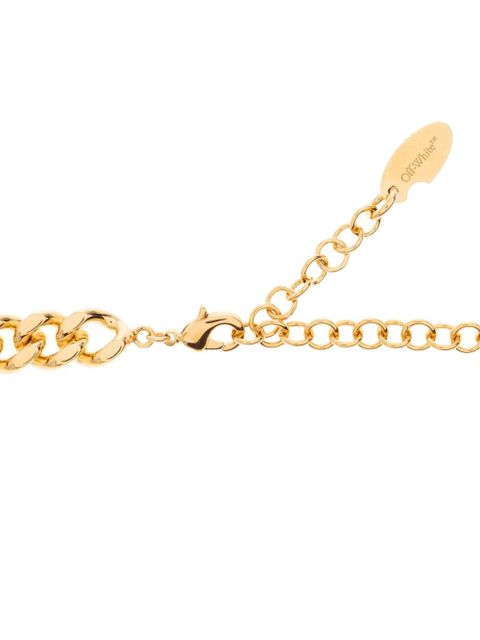 Off-White curb-chain logo-plaque necklace - Gold
