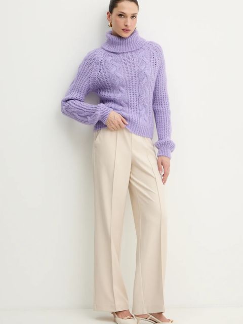 Morgan sweter z dodatkiem alpaki damski kolor fioletowy z golfem MPALMA - zdjęcie produktu nr 2