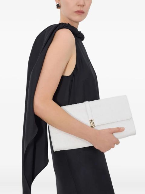 LouLou de Saison MOHINI Ostrich-effect leather clutch bag - White