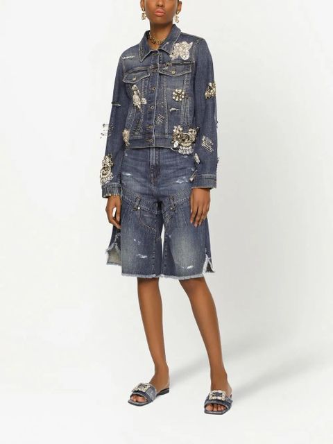 Dolce & Gabbana rhinestone-embellished denim jacket - Blue