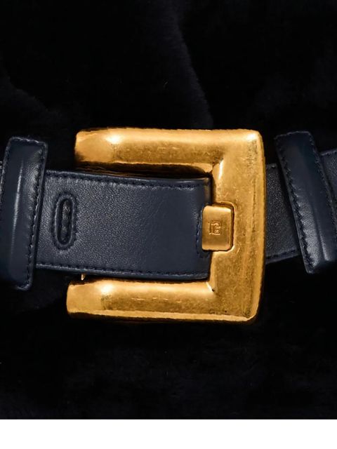 Balmain medium Anthem shearling belt-buckle shoulder bag - Blue