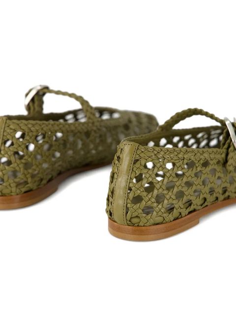 Le Monde Beryl woven lather ballet flats - Green