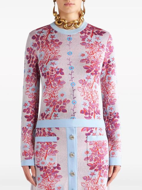 ETRO floral-jacquard crew-neck blouse - Pink - zdjęcie produktu nr 2