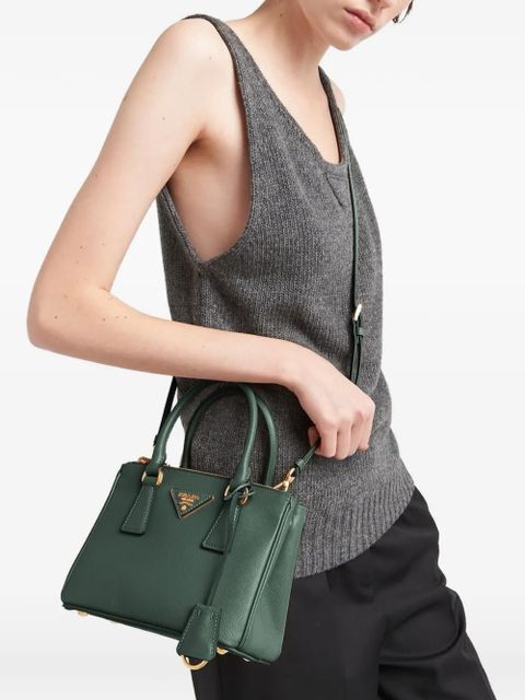 Prada mini Galleria leather tote bag - Green - zdjęcie produktu nr 2