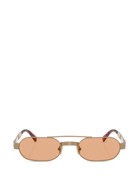 Miu Miu Eyewear oval-frame double-bridge sunglasses - Gold - zdjęcie produktu nr 1