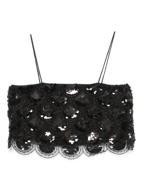 ROTATE BIRGER CHRISTENSEN sequinned crop top - Black - zdjęcie produktu nr 2