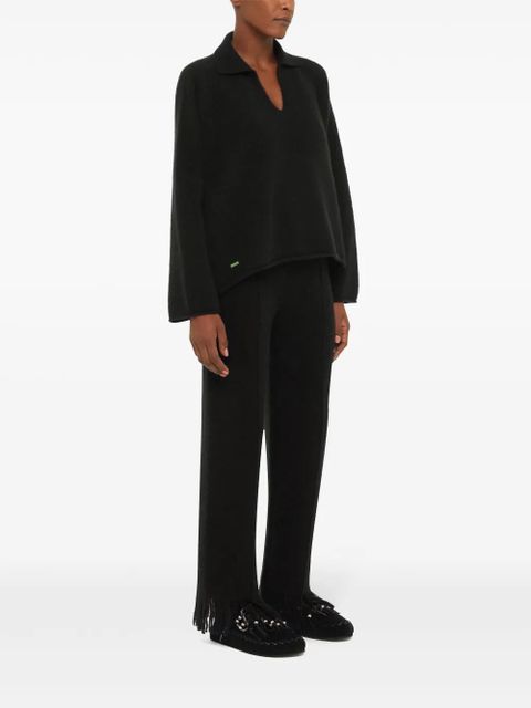 Alanui knitted cashmere-blend polo shirt - Black