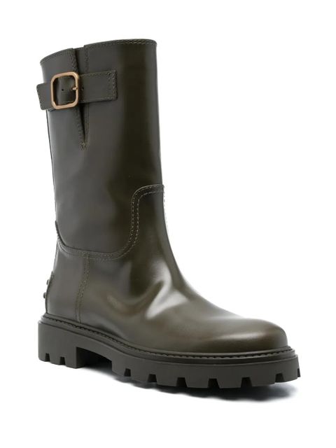 Tod's buckle-detail leather boots - Green