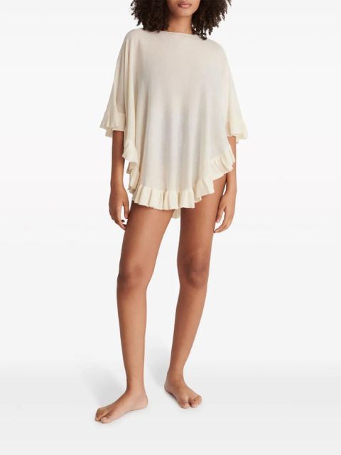 ERES Edgar ruffled fine-knit poncho - White