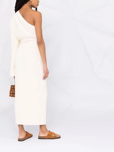 Nanushka one-shoulder midi wrap dress - Neutrals