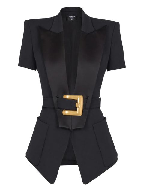 Balmain belted grain-de-poudre blazer - Black - zdjęcie produktu nr 1