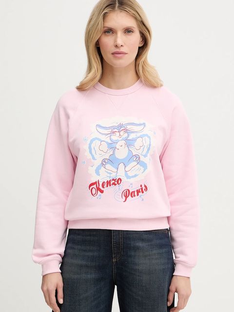Kenzo bluza bawełniana damska kolor różowy z nadrukiem FG52SW2034MJ - zdjęcie produktu nr 1