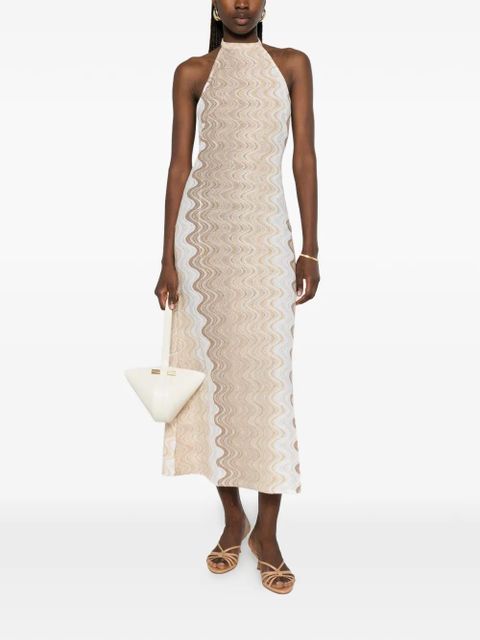 MC2 Saint Barth chevron-knit halterneck dress - Neutrals - zdjęcie produktu nr 2