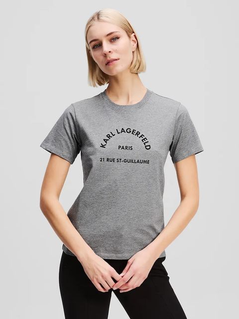 Karl Lagerfeld t-shirt bawełniany damski kolor szary A3W17105 - zdjęcie produktu nr 1
