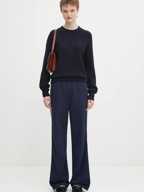 Lacoste sweter wełniany damski kolor granatowy lekki AF4160