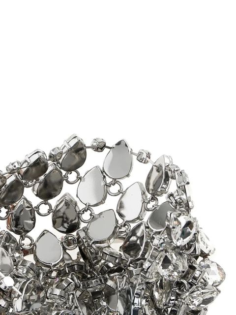 Self-Portrait mini crystal clutch - Silver