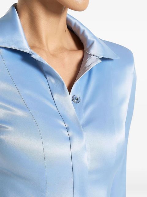 Manière De Voir Louise wide-shoulder satin shirt bodysuit - Blue