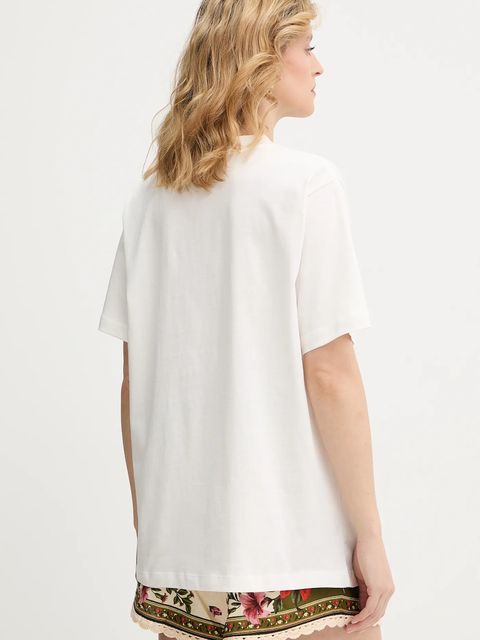 Farm Rio t-shirt bawełniany damski kolor beżowy 354563
