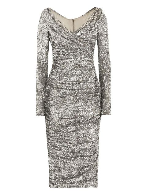 Dolce & Gabbana draped sequin midi dress - Silver - zdjęcie produktu nr 1