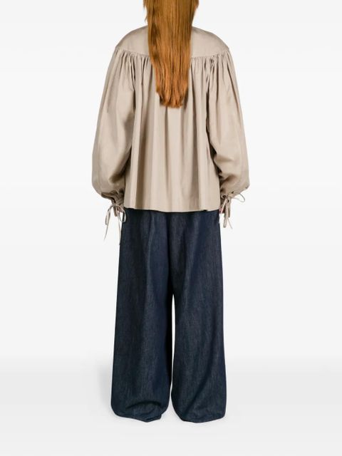 DRIES VAN NOTEN ruffled cotton blouse - Neutrals