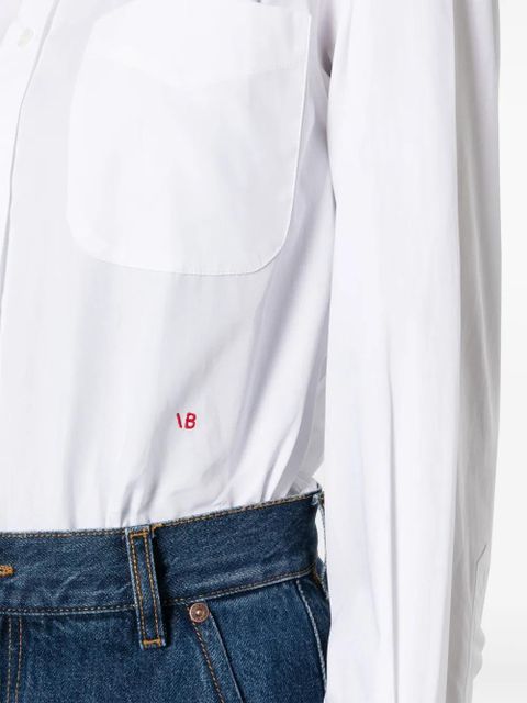 Victoria Beckham logo-embroidered organic cotton shirt - White