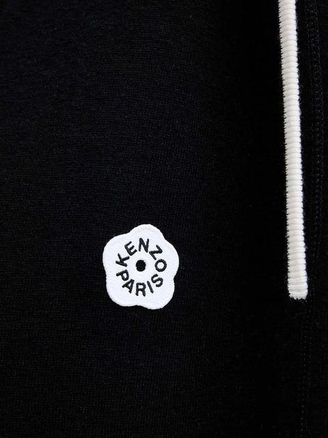 Kenzo spodnie z dodatkiem wełny damskie kolor czarny szerokie high waist FF62PA6003LF