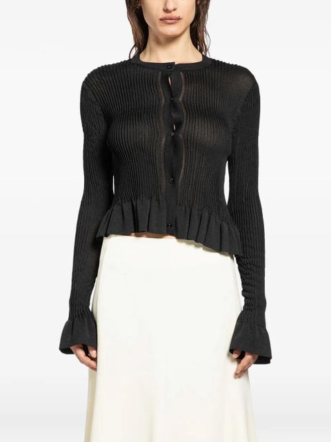 Jil Sander frilled-hem cardigan - Black - zdjęcie produktu nr 1