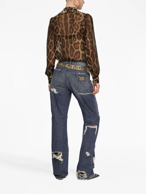 Dolce & Gabbana leopard-print silk blouse - Brown